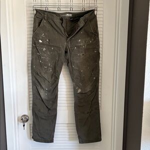 Carhartt Men's Olive Cargo Pants with Paint Splatter